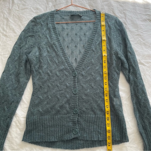 Stormy Ocean Blue Mohair Cardigan Size S - Picture 10 of 11